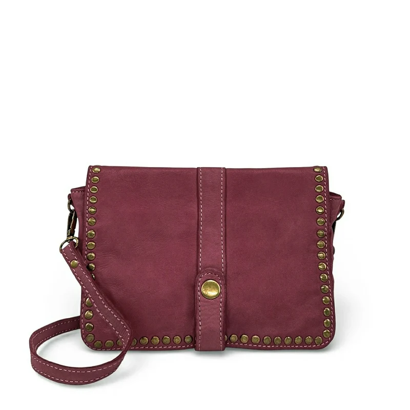 Sac besace à bandoulière en cuir vintage MISS SHAN Prune