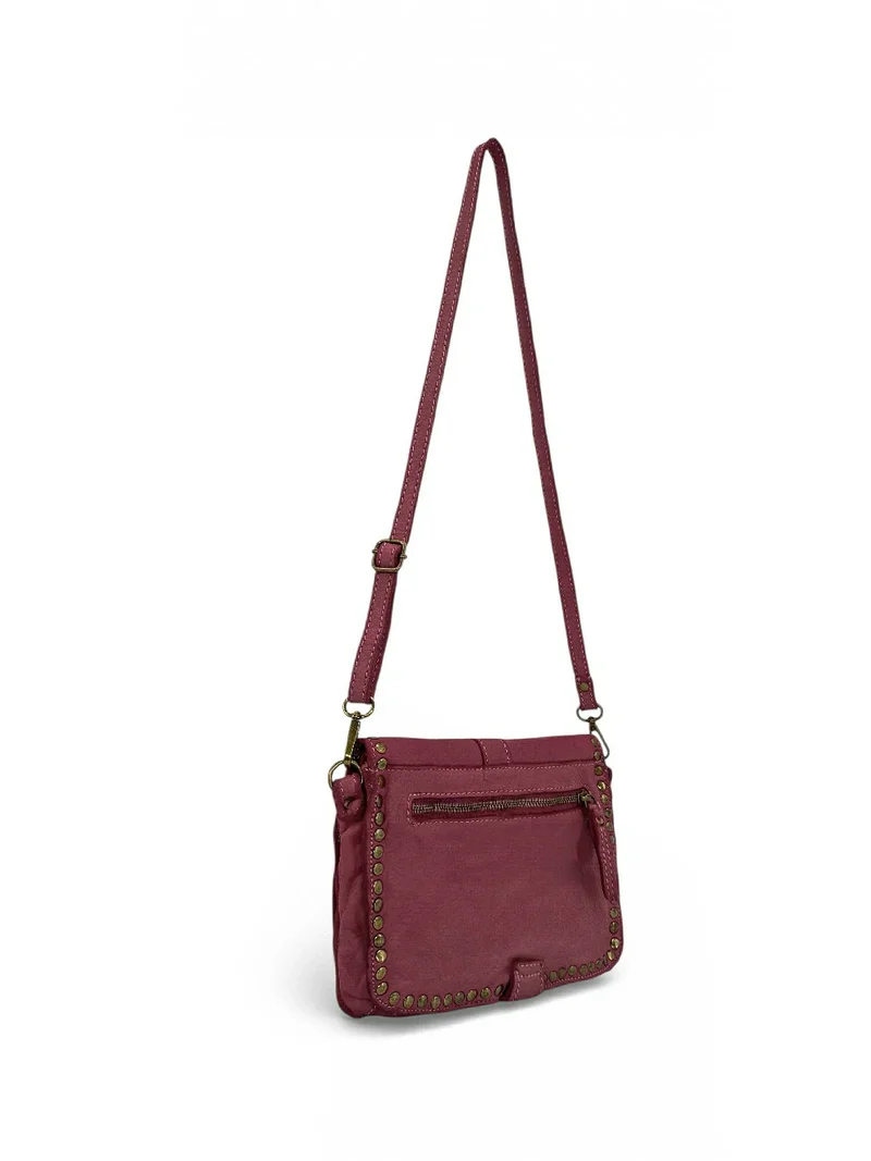 Sac besace à bandoulière en cuir vintage MISS SHAN Prune