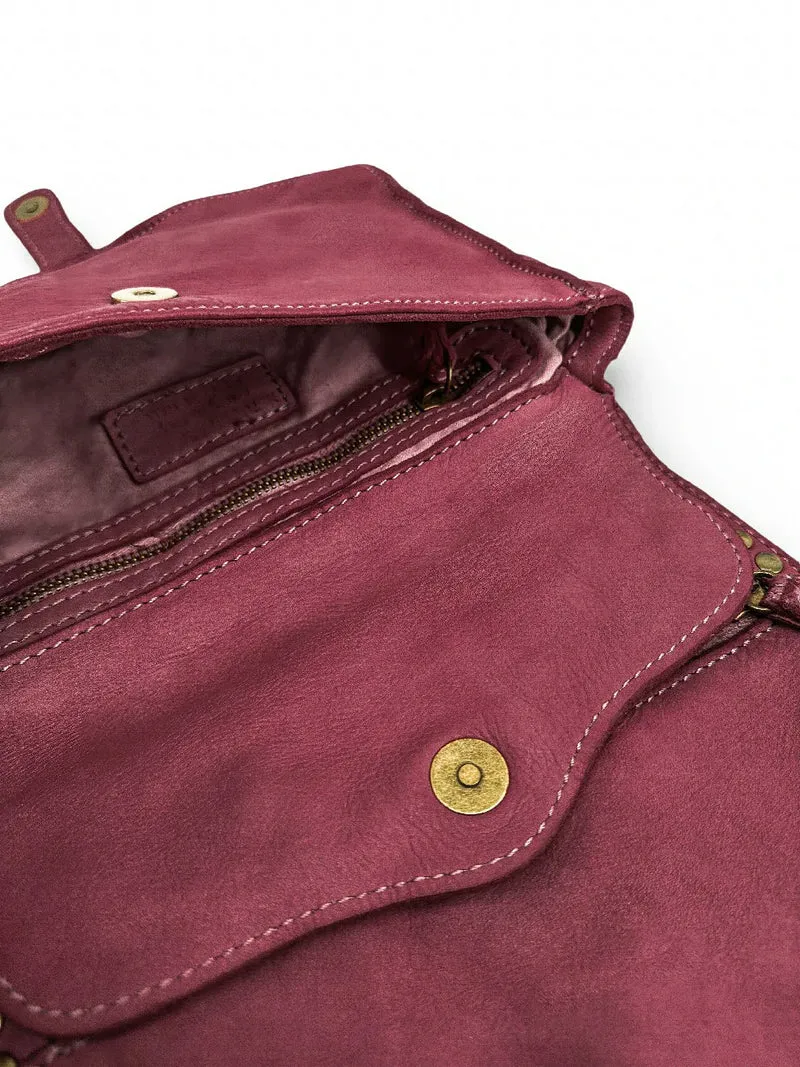 Sac besace à bandoulière en cuir vintage MISS SHAN Prune