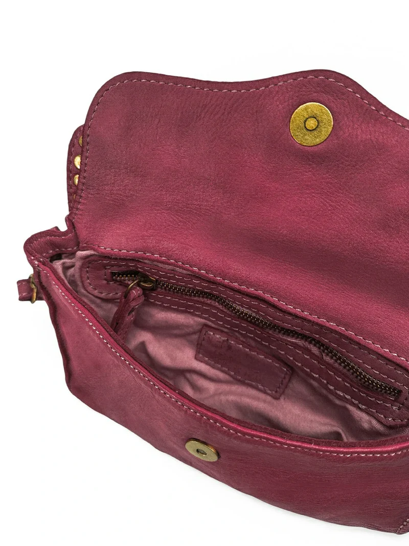 Sac besace à bandoulière en cuir vintage MISS SHAN Prune