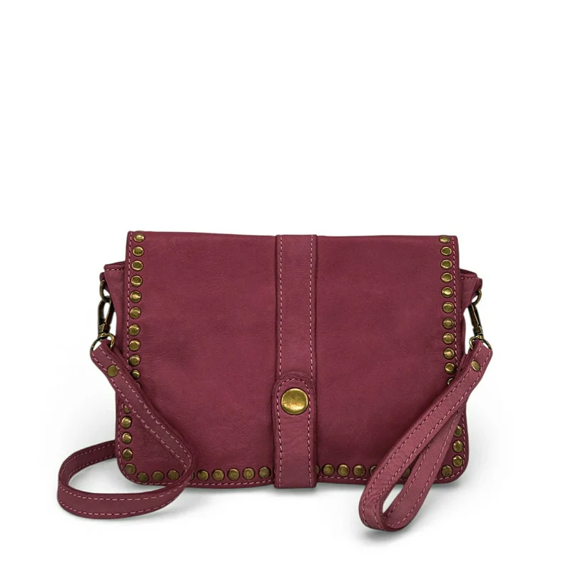 Sac besace à bandoulière en cuir vintage MISS SHAN Prune