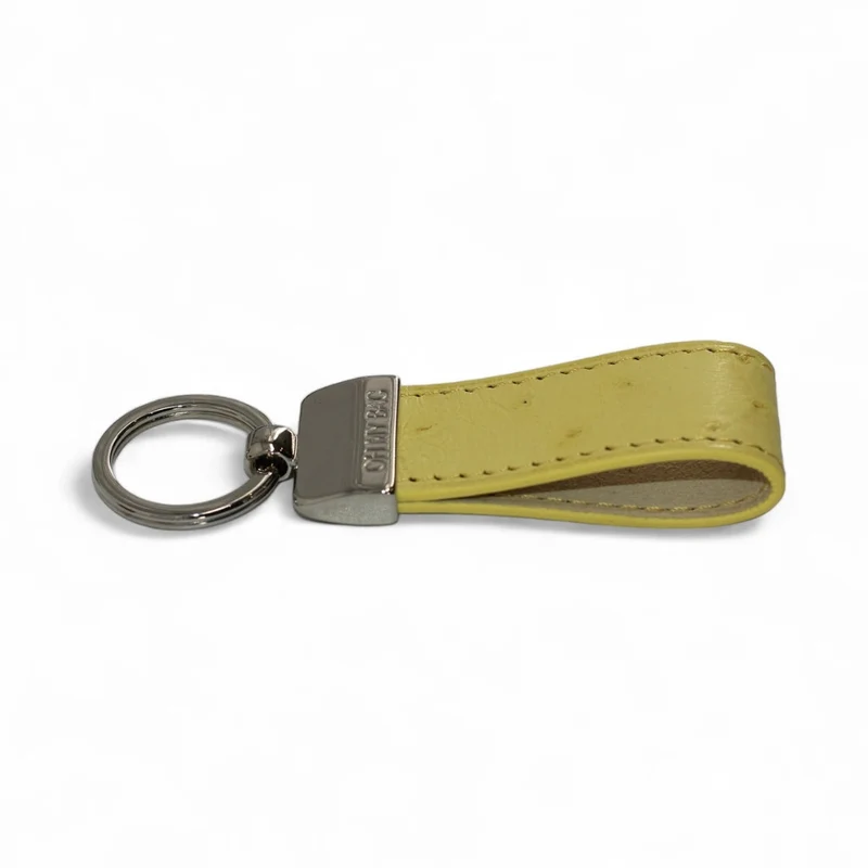 Porte-clés en cuir d'autruche édition Haute-couture Jaune pastel