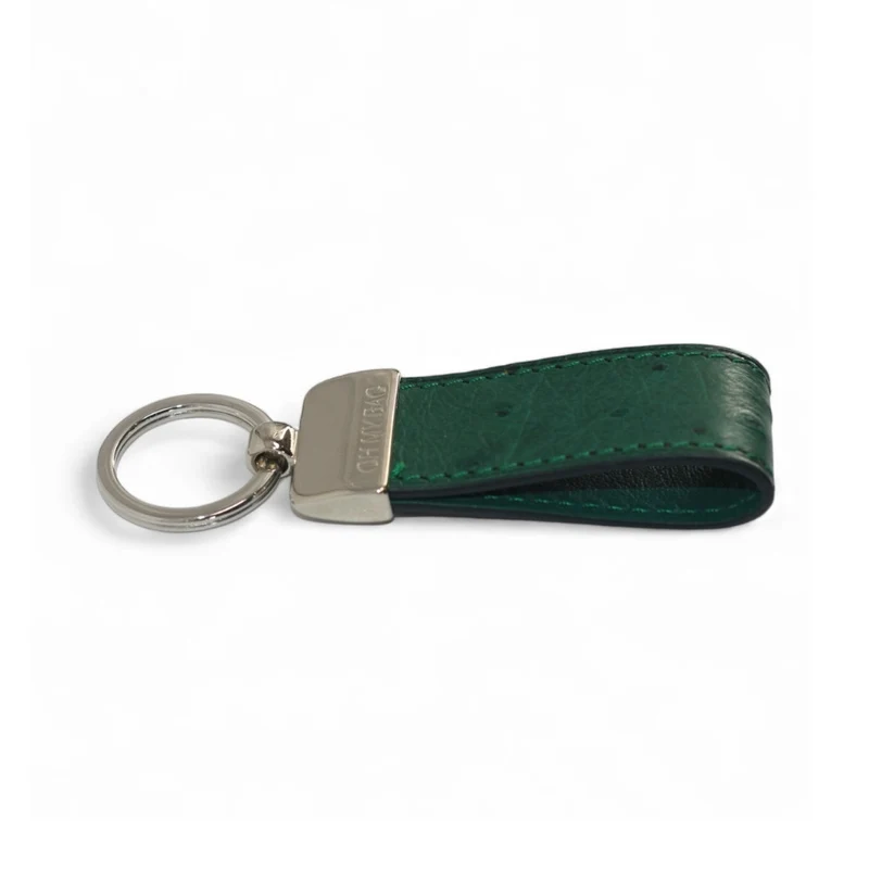 Porte-clés en cuir d'autruche édition Vert forêt