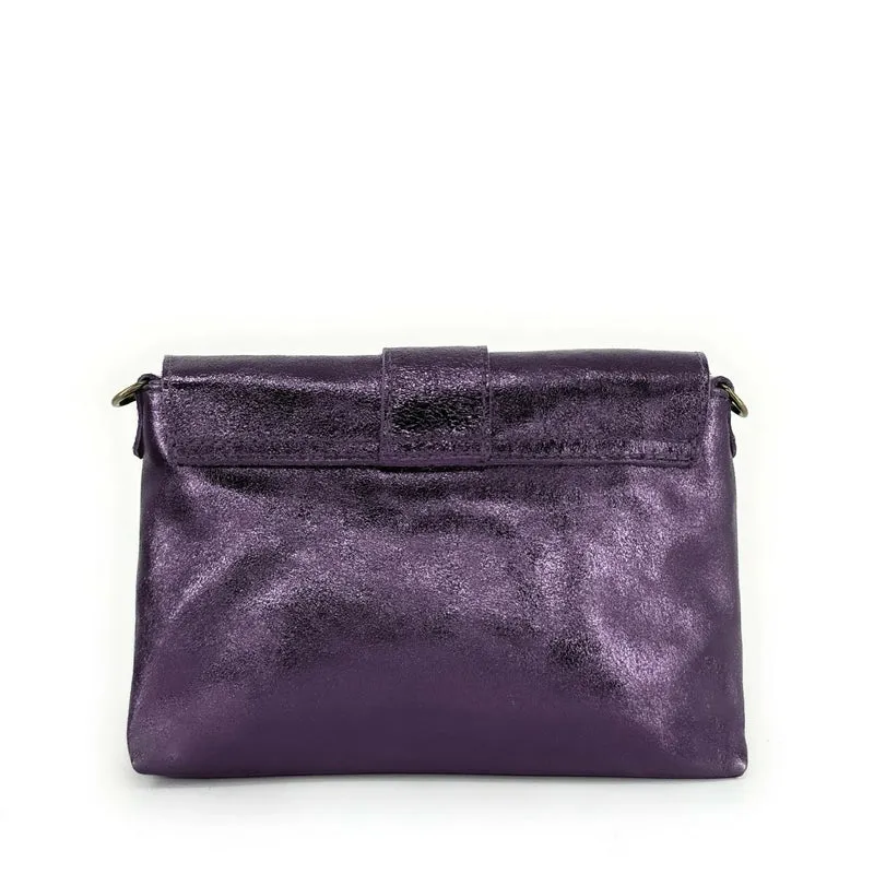 Mini sac en cuir irisé VERONE Prune irisé
