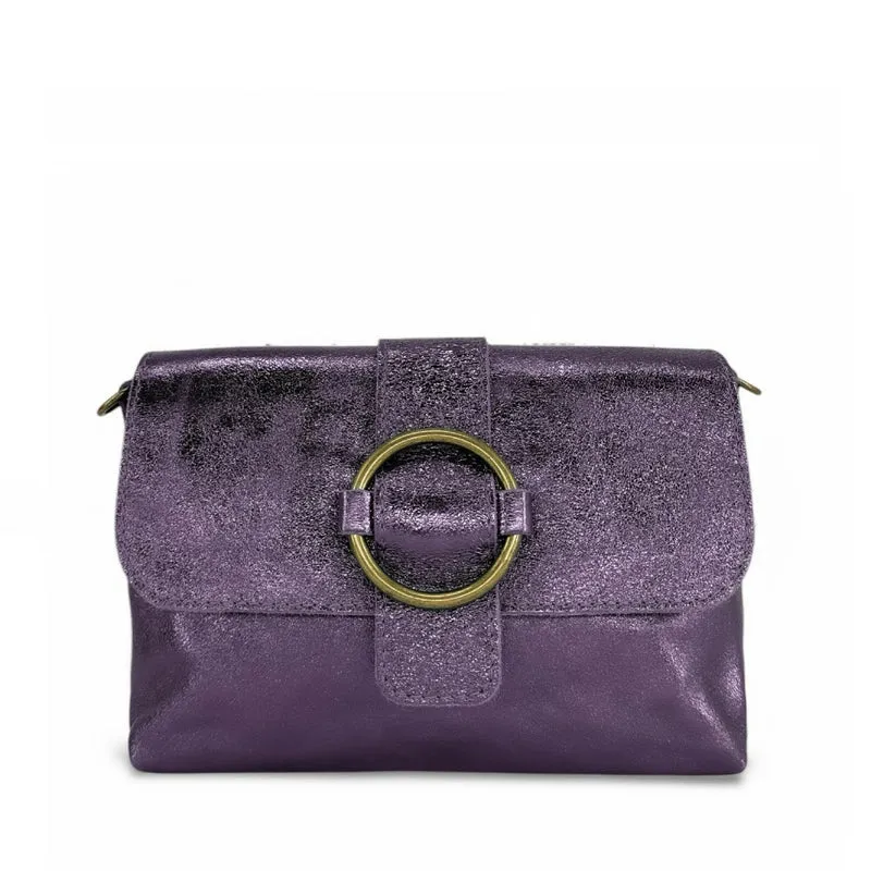Mini sac en cuir irisé VERONE Prune irisé