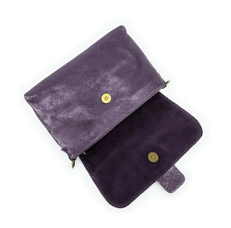 Mini sac en cuir irisé VERONE Prune irisé