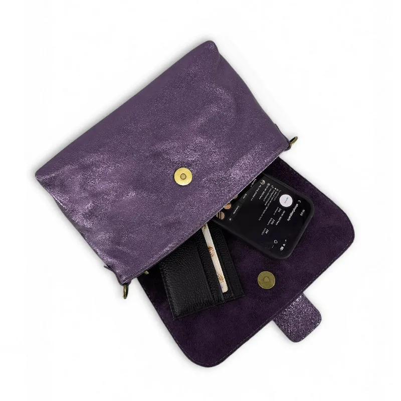 Mini sac en cuir irisé VERONE Prune irisé