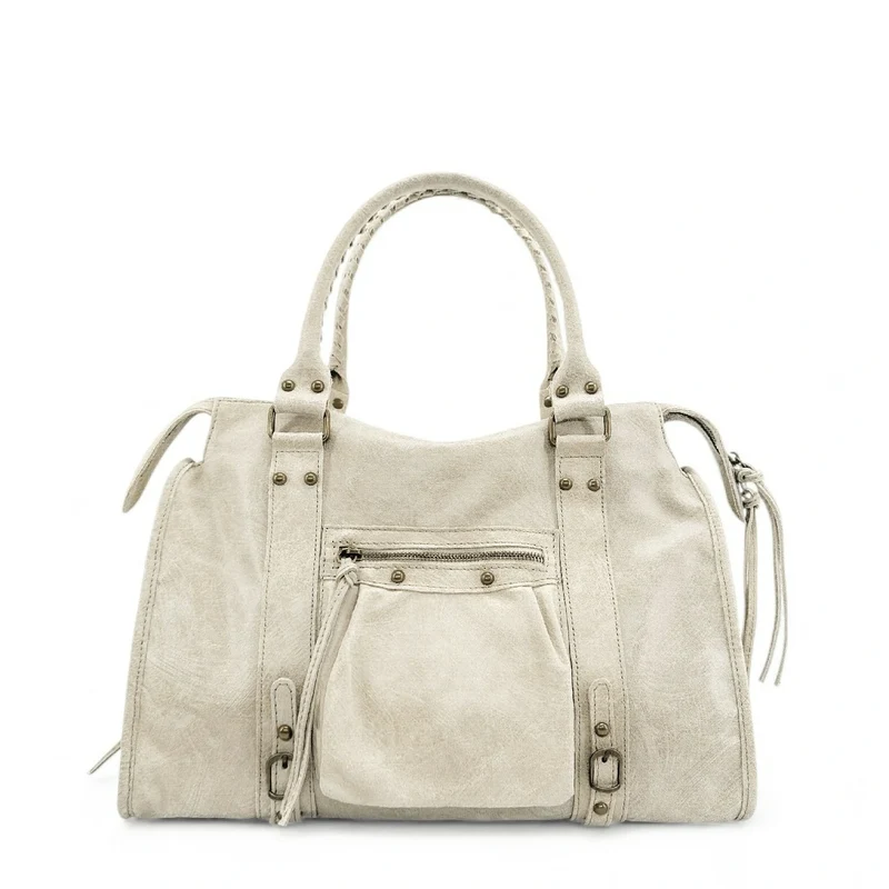Sac à main en cuir brossé SANDSTORM Beige crème