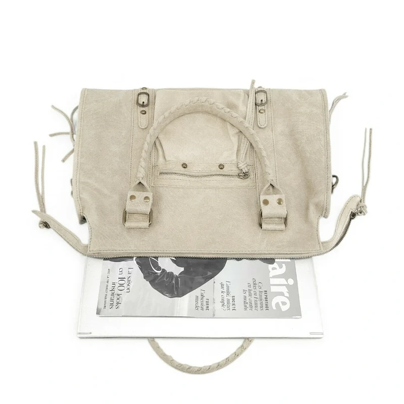 Sac à main en cuir brossé SANDSTORM Beige crème