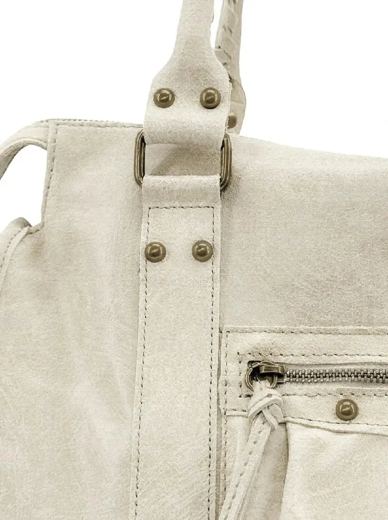 Sac à main en cuir brossé SANDSTORM Beige crème