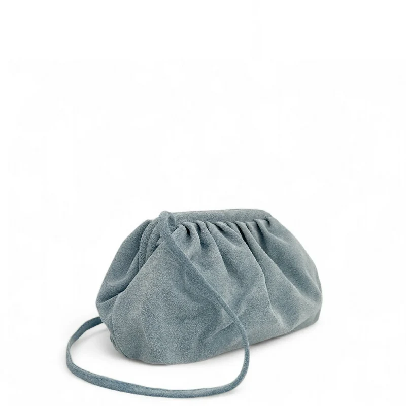 Sac à main pouch en daim BRASILIA Bleu pastel