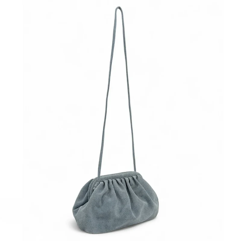Sac à main pouch en daim BRASILIA Bleu pastel