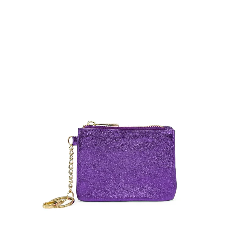 Porte-monnaie porte-clés en cuir irisé POCKET GLOW Améthyste