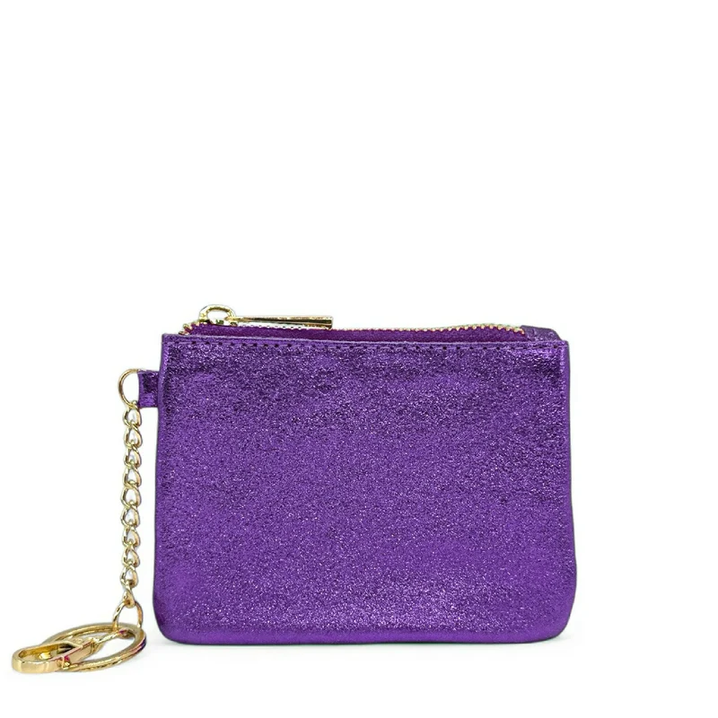 Porte-monnaie porte-clés en cuir irisé POCKET GLOW Améthyste