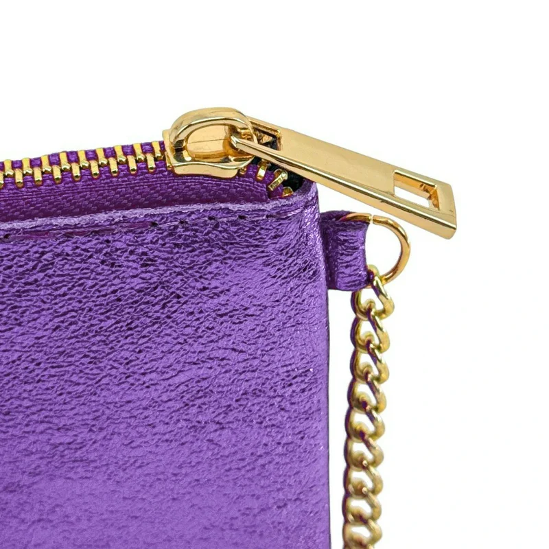 Porte-monnaie porte-clés en cuir irisé POCKET GLOW Améthyste