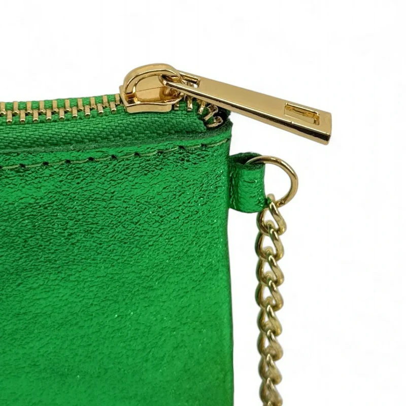 Porte-monnaie porte-clés en cuir irisé POCKET GLOW Vert anglais