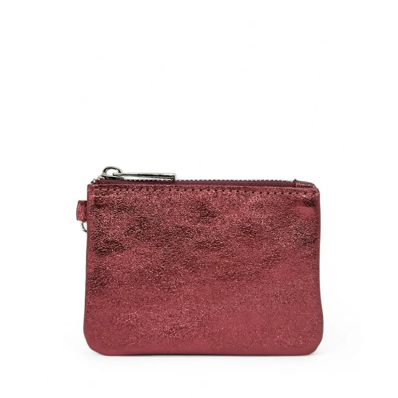 Porte-monnaie porte-clés en cuir irisé POCKET GLOW Bordeaux