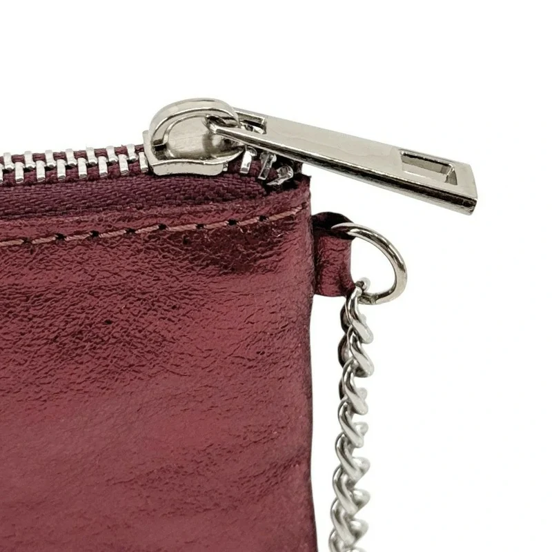 Porte-monnaie porte-clés en cuir irisé POCKET GLOW Bordeaux