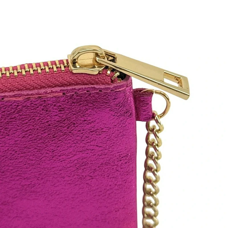 Porte-monnaie porte-clés en cuir irisé POCKET GLOW Rose Fuchsia