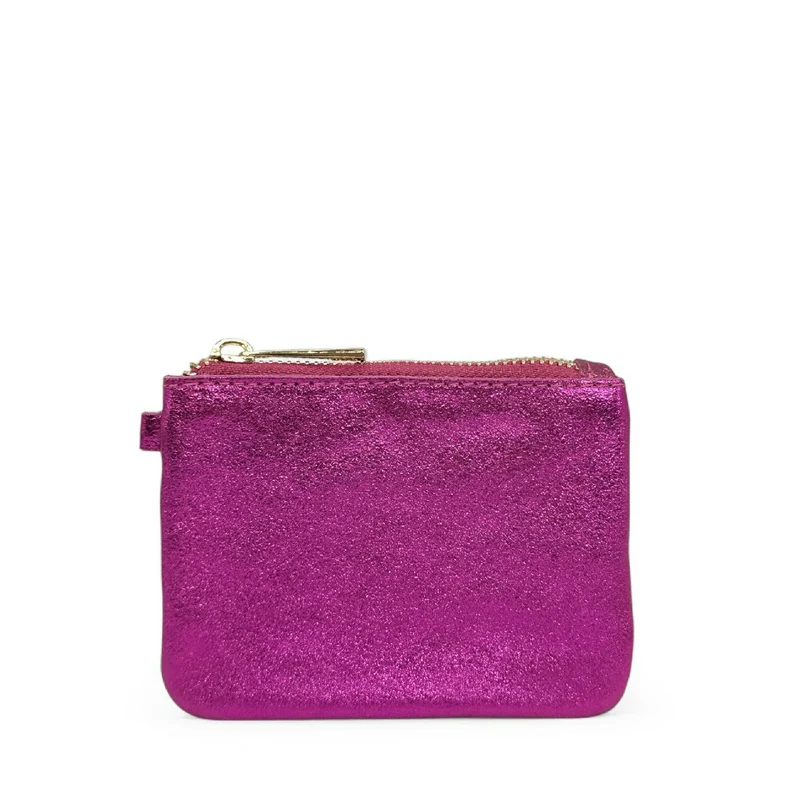 Porte-monnaie porte-clés en cuir irisé POCKET GLOW Rose Fuchsia