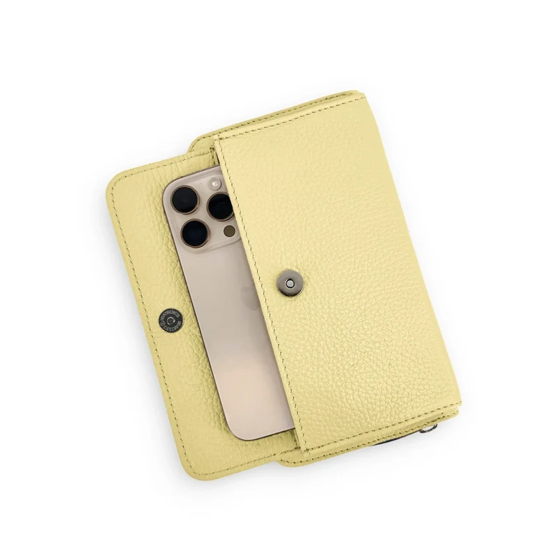 Sac portefeuille à bandoulière en cuir grainé CITY Soft jaune