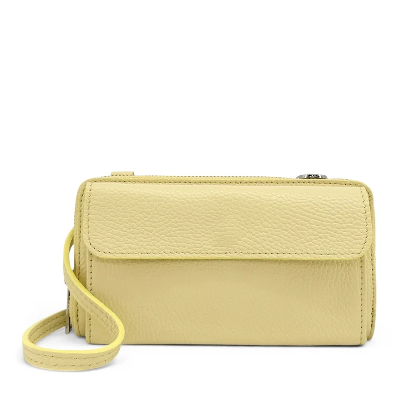 Sac portefeuille à bandoulière en cuir grainé CITY Soft jaune