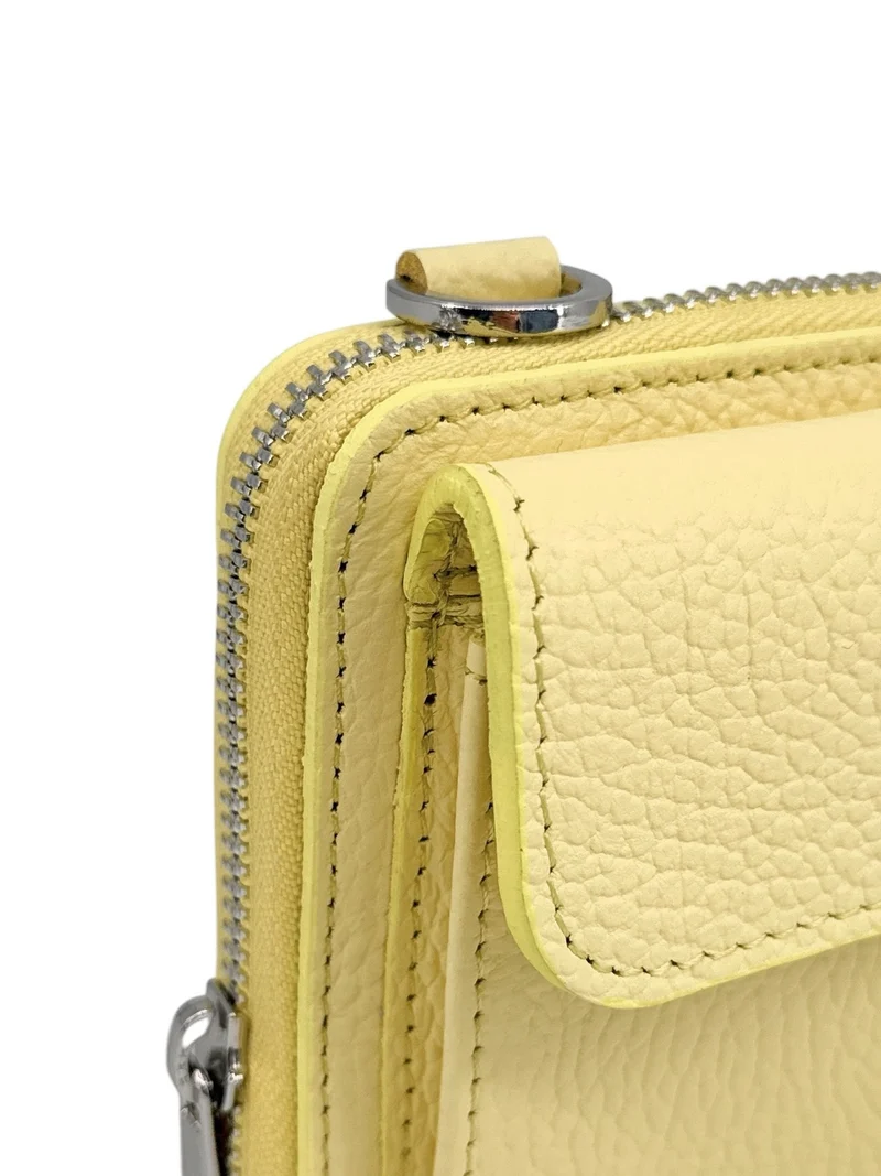 Sac portefeuille à bandoulière en cuir grainé CITY Soft jaune