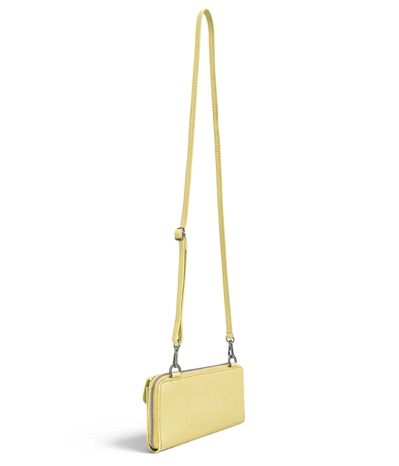 Sac portefeuille à bandoulière en cuir grainé CITY Soft jaune