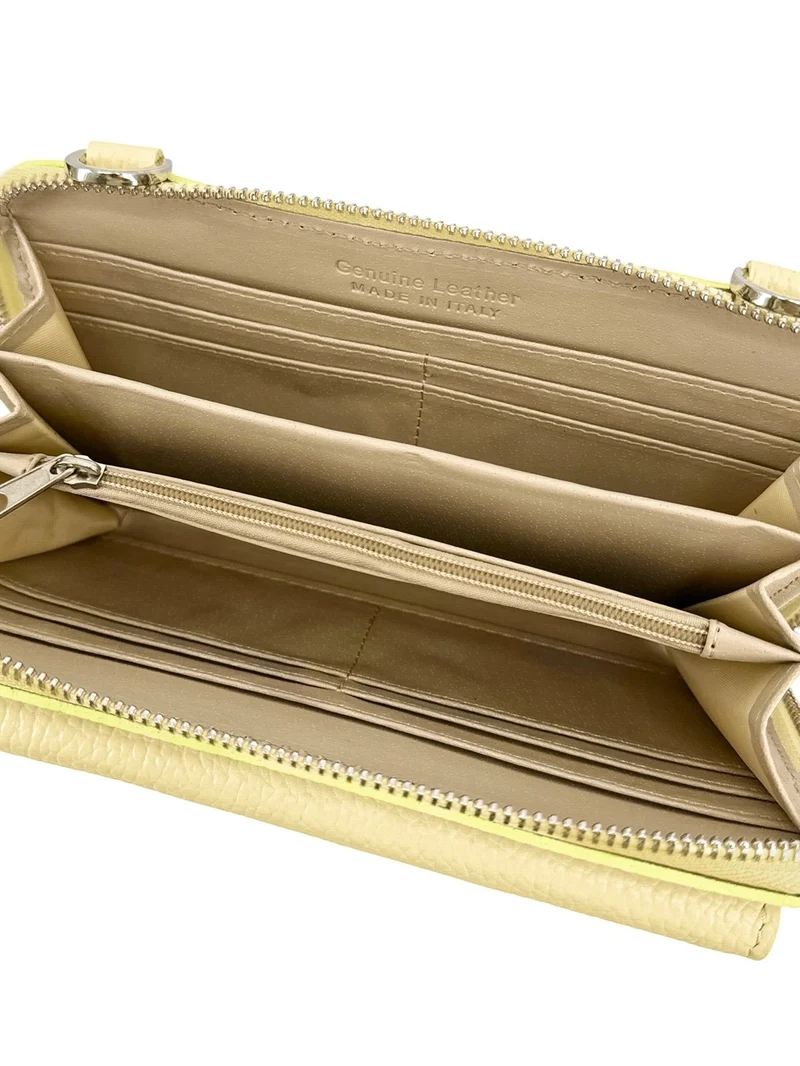 Sac portefeuille à bandoulière en cuir grainé CITY Soft jaune