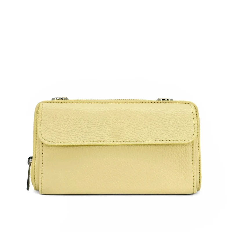 Sac portefeuille à bandoulière en cuir grainé CITY Soft jaune