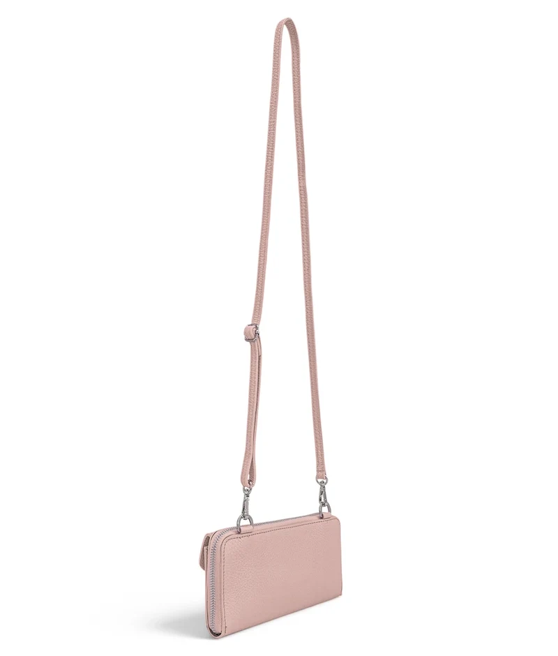 Sac portefeuille à bandoulière en cuir grainé CITY Rose nude