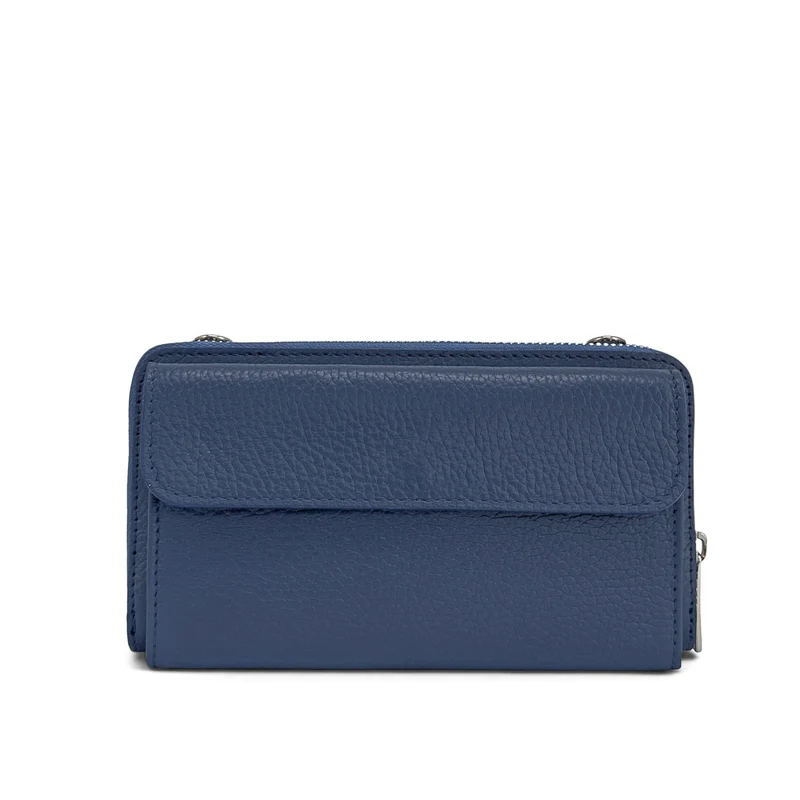 Sac portefeuille à bandoulière en cuir grainé CITY Bleu profond
