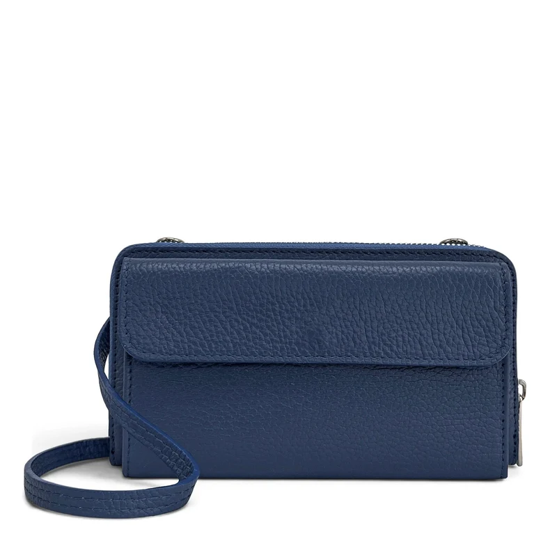 Sac portefeuille à bandoulière en cuir grainé CITY Bleu profond