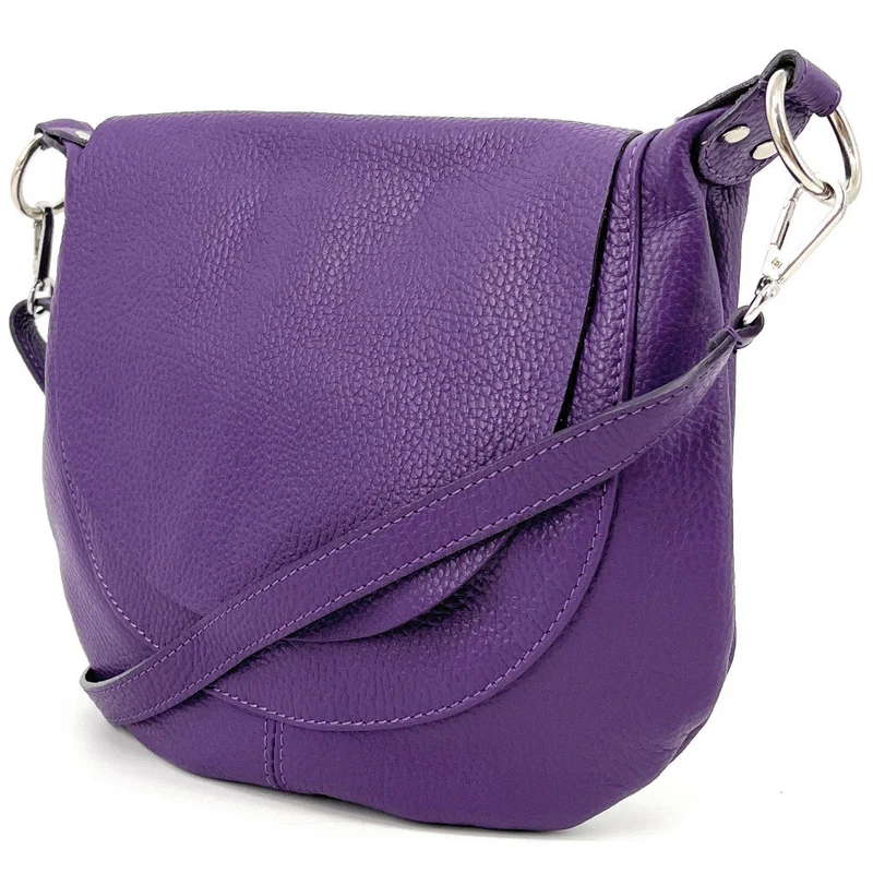 Sac besace à bandoulière en cuir grainé NEW CITIZEN Violet