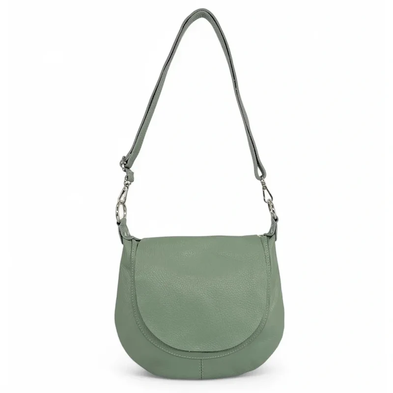 Sac besace à bandoulière en cuir grainé NEW CITIZEN Vert pastel