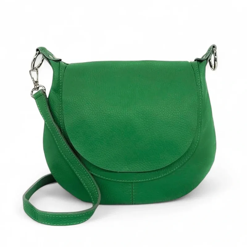 Sac besace à bandoulière en cuir grainé NEW CITIZEN Vert anglais