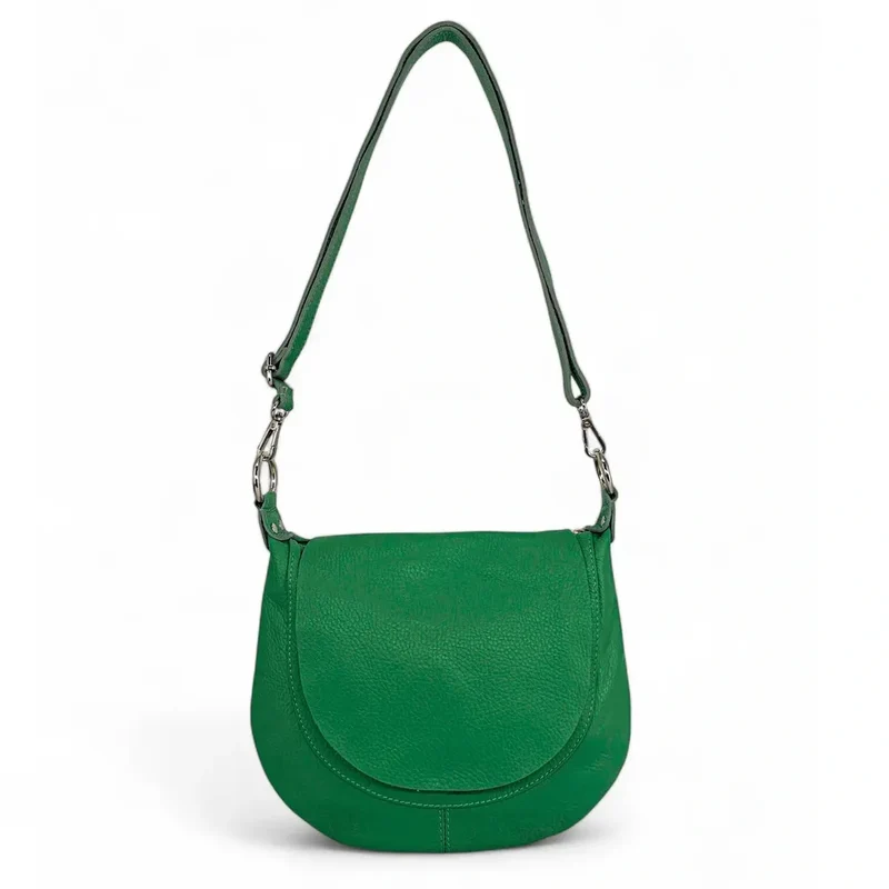 Sac besace à bandoulière en cuir grainé NEW CITIZEN Vert anglais