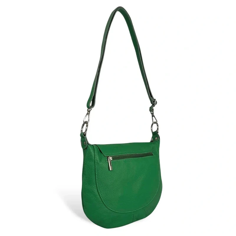 Sac besace à bandoulière en cuir grainé NEW CITIZEN Vert anglais