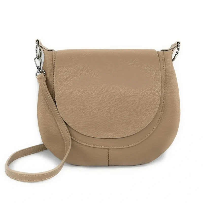 Sac besace à bandoulière en cuir grainé NEW CITIZEN Taupe