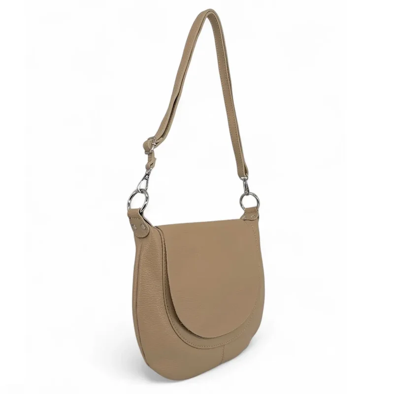 Sac besace à bandoulière en cuir grainé NEW CITIZEN Taupe