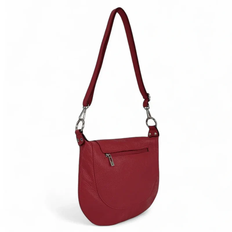 Sac besace à bandoulière en cuir grainé NEW CITIZEN Rouge intense