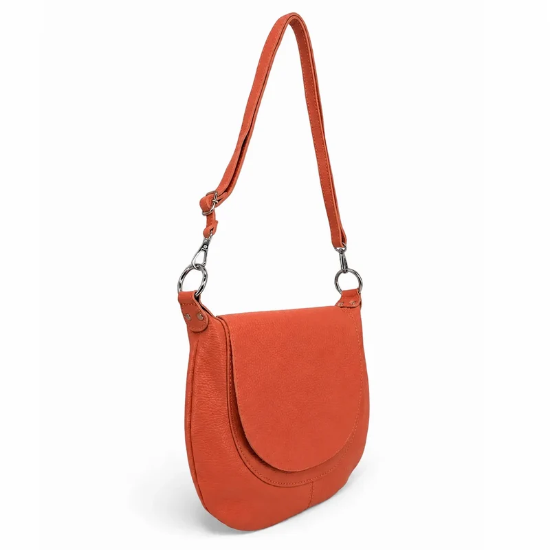 Sac besace à bandoulière en cuir grainé NEW CITIZEN Orange