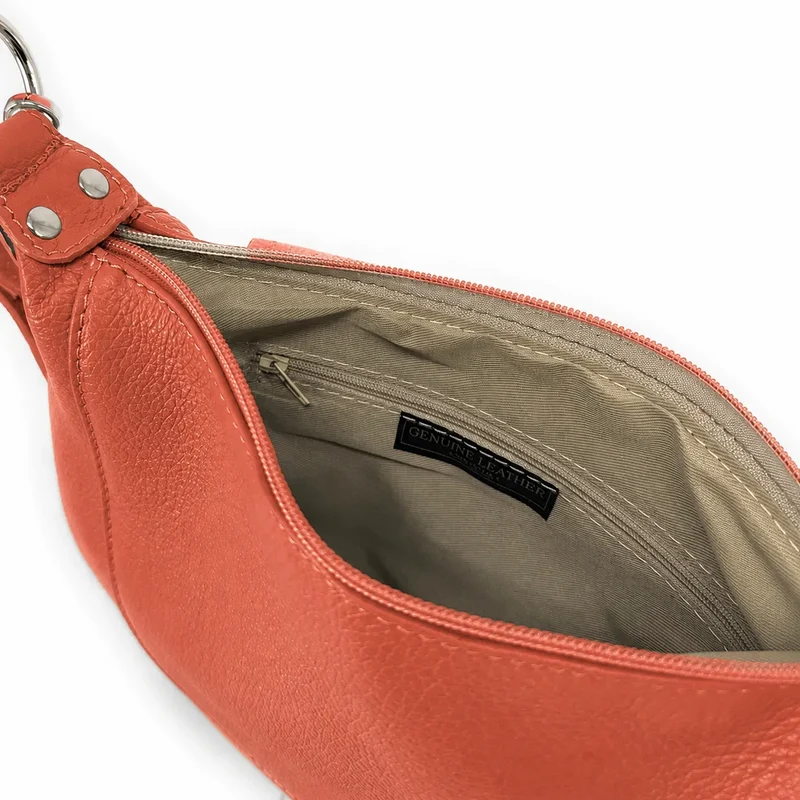 Sac besace à bandoulière en cuir grainé NEW CITIZEN Orange