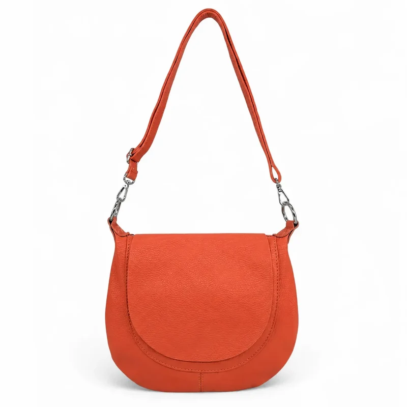 Sac besace à bandoulière en cuir grainé NEW CITIZEN Orange