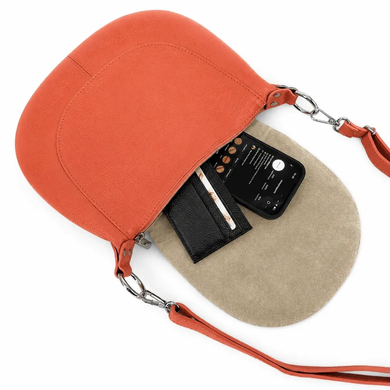 Sac besace à bandoulière en cuir grainé NEW CITIZEN Orange