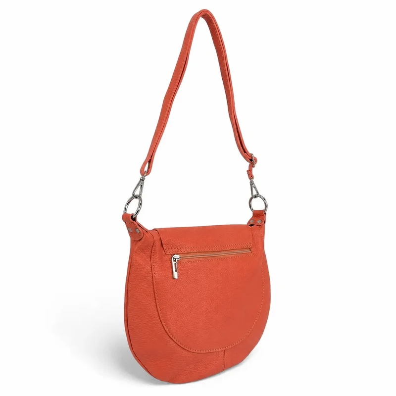 Sac besace à bandoulière en cuir grainé NEW CITIZEN Orange