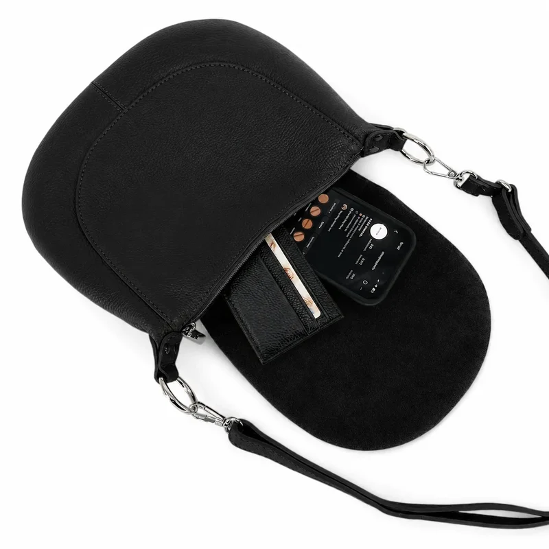Sac besace à bandoulière en cuir grainé NEW CITIZEN Noir