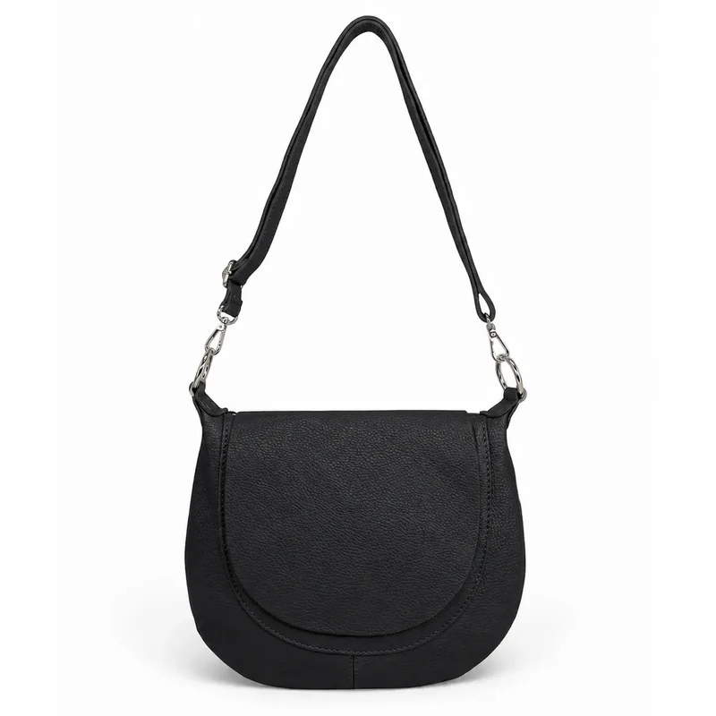 Sac besace à bandoulière en cuir grainé NEW CITIZEN Noir