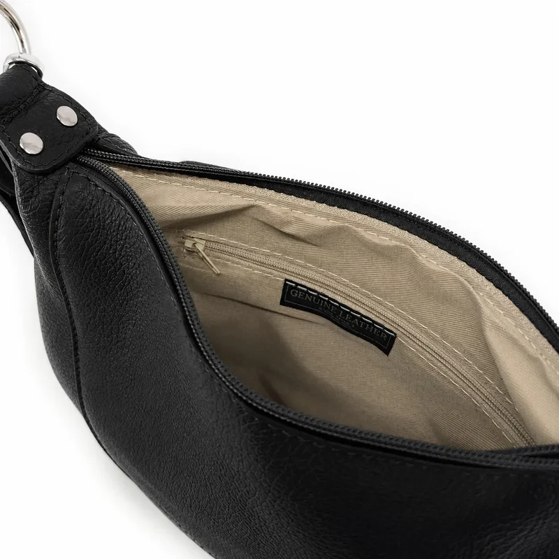 Sac besace à bandoulière en cuir grainé NEW CITIZEN Noir