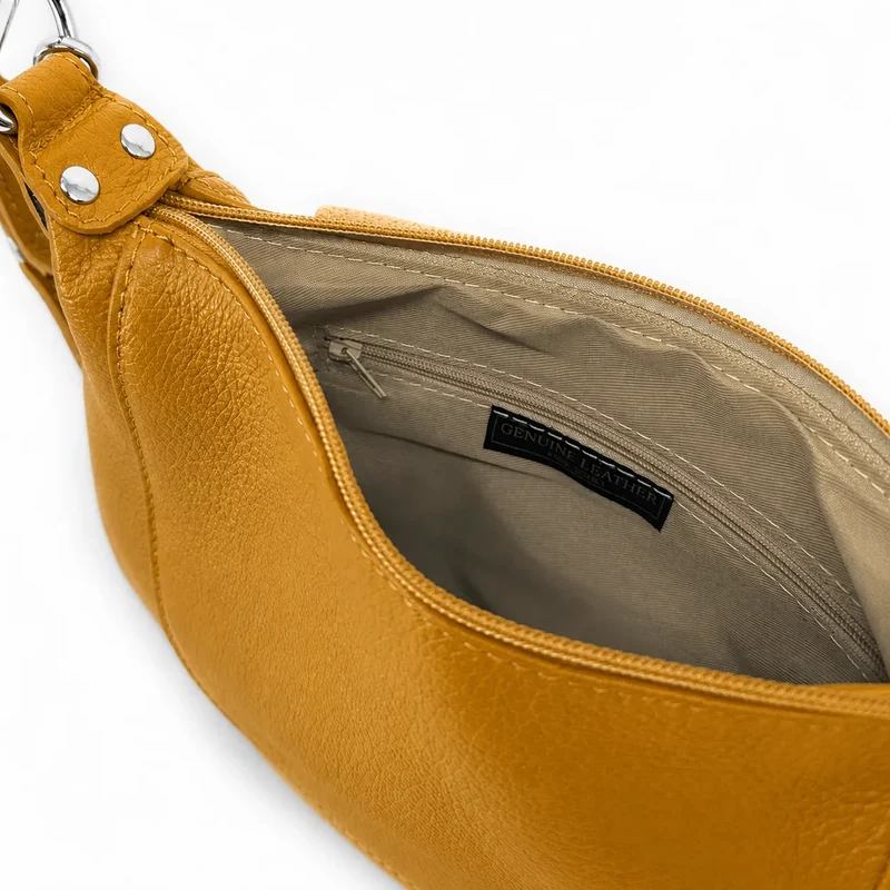 Sac besace à bandoulière en cuir grainé NEW CITIZEN Jaune Moutarde